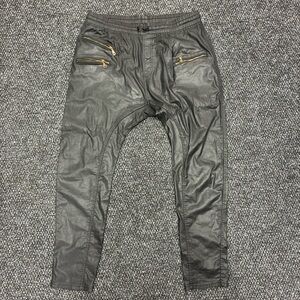 Robin's Jean Black Faux Leather Bike Pants with Gold Zippers Size XL